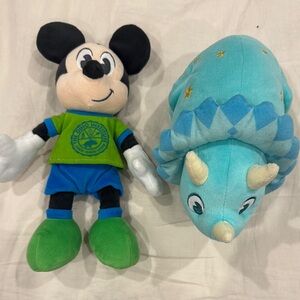 Disney Mickey Mouse and Dinosaur Plush Set - Green and Blue
